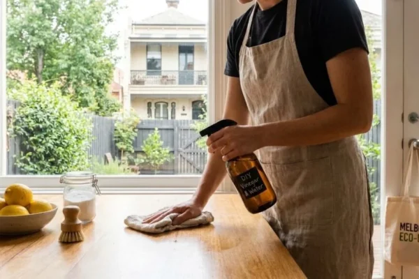 Eco-friendly house cleaning using natural products in a Melbourne home