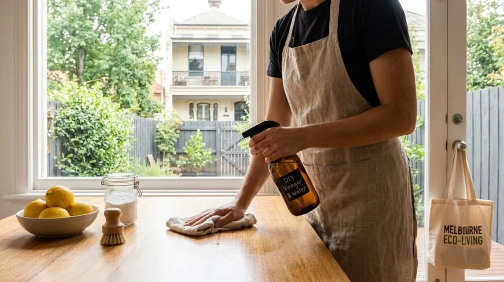 Eco-friendly house cleaning using natural products in a Melbourne home